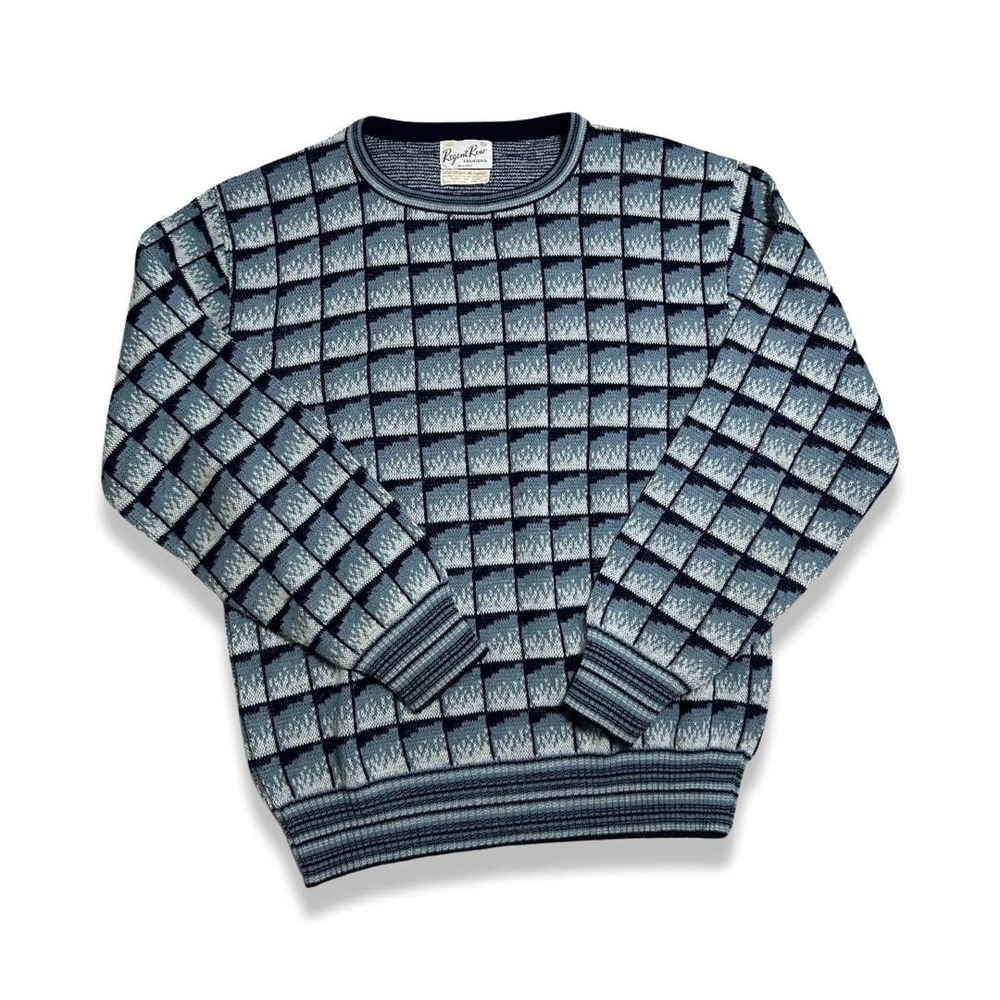 Vintage Sweater Regent Row Fashions Mens Size XL Blue 100% Acrylic‎ Made in USA